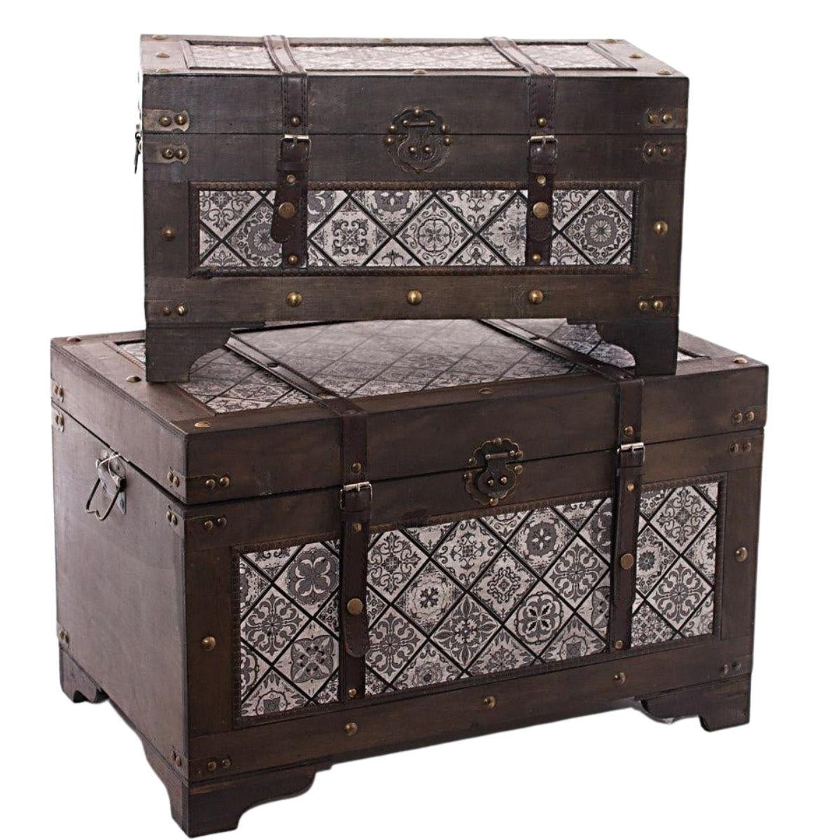 Baule in legno, set di 2, 58x36H36 cm
