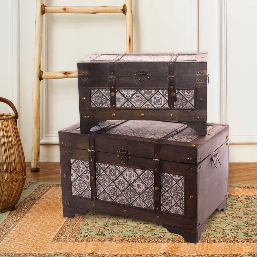 Baule in legno, set di 2, 58x36H36 cm