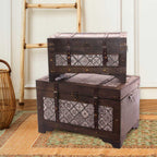 Baule in legno, set di 2, 58x36H36 cm