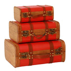Valigia in legno bordeaux, 36x30x16 cm, set di 3