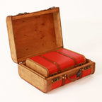 Valigia in legno bordeaux, 36x30x16 cm, set di 3