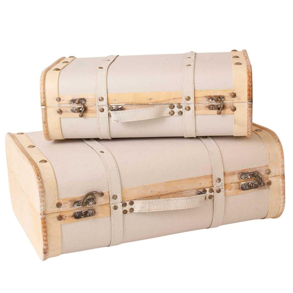 Valigia in legno bianca, set di 2, 45x31x17 cm