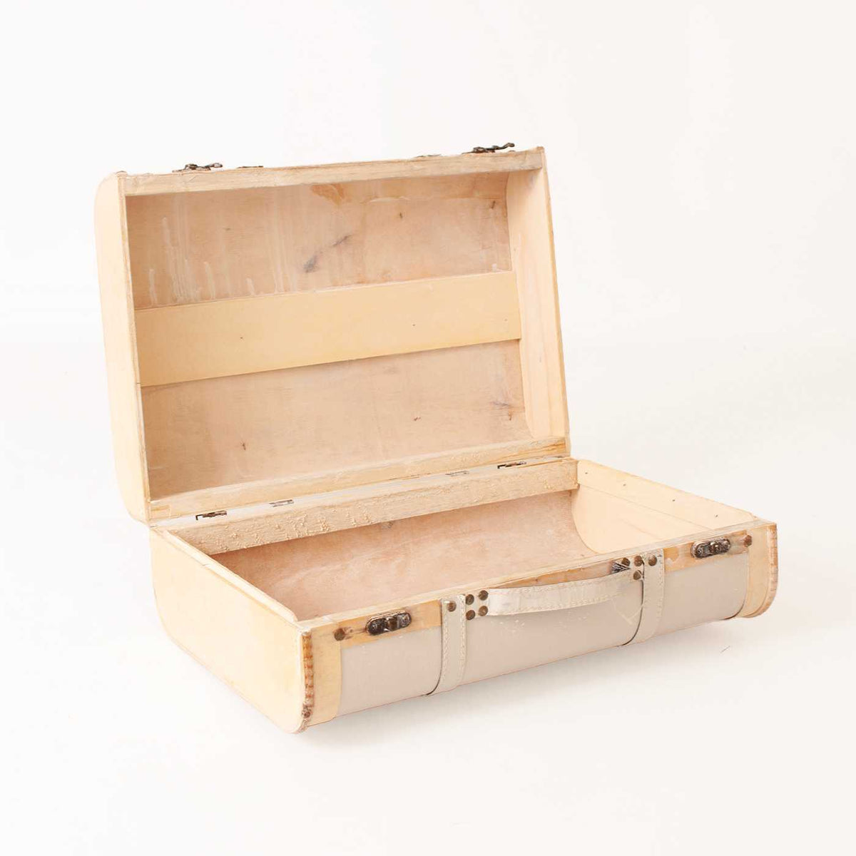 Valigia in legno bianca, set di 2, 45x31x17 cm