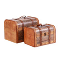 Baule in legno grigio e marrone, set di 2, 30x23H22 cm