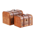 Baule in legno grigio e marrone, set di 2, 30x23H22 cm