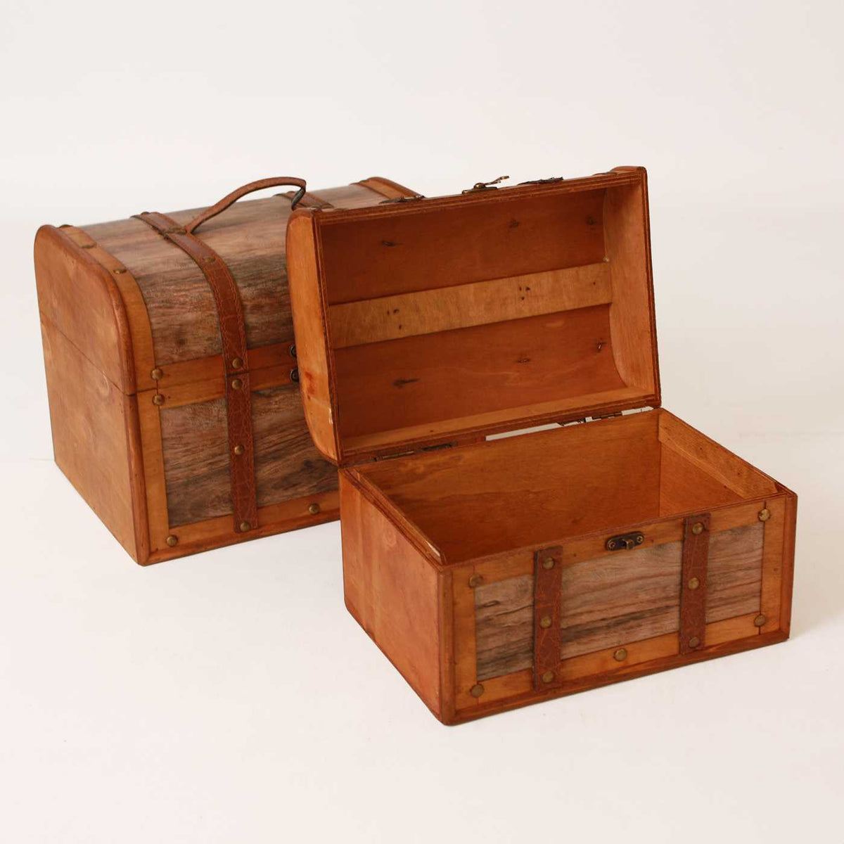 Baule in legno grigio e marrone, set di 2, 30x23H22 cm