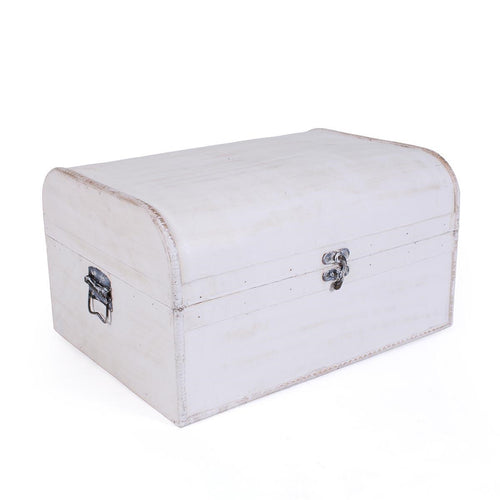 Baule bombato in legno sbiancato, 40x30x22 cm