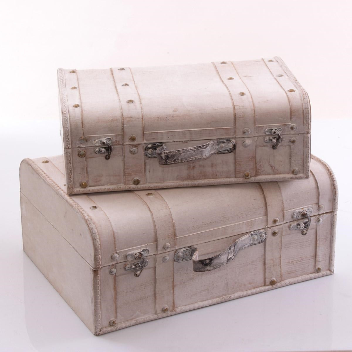 Baule valigia bianco, 42x31x18 cm, set di 2