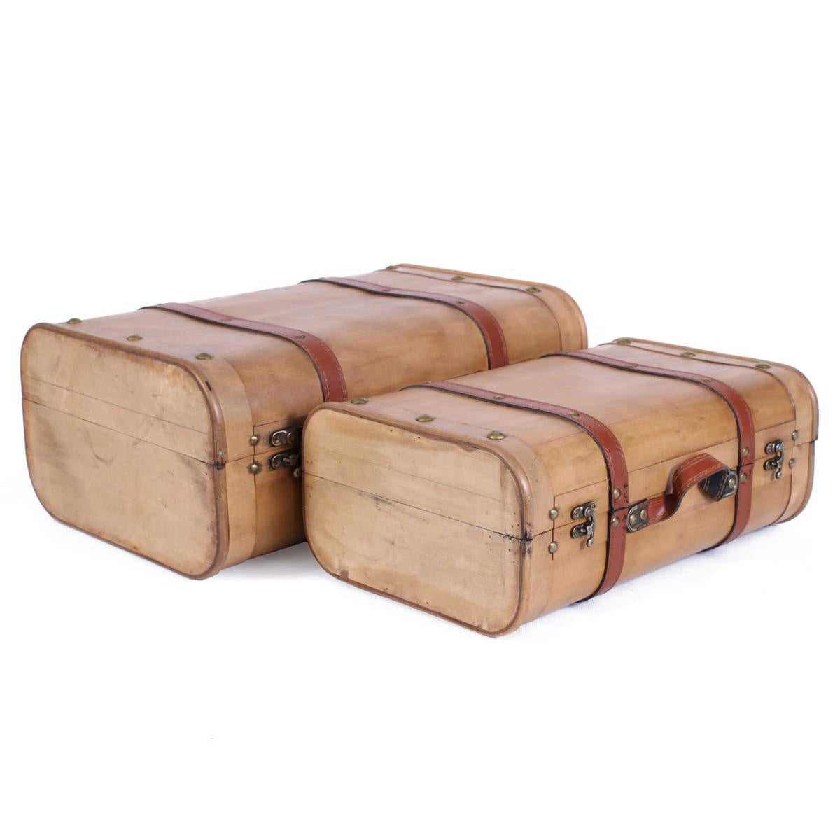 Valigie in compensato e pelle, set di 2, 45x31x19 cm