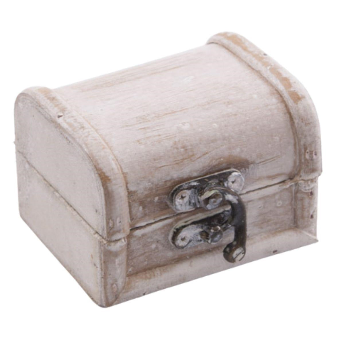 Cofanetto in legno sbiancato con chiusura a gancetto, 9x7x6 cm (kit da 10)