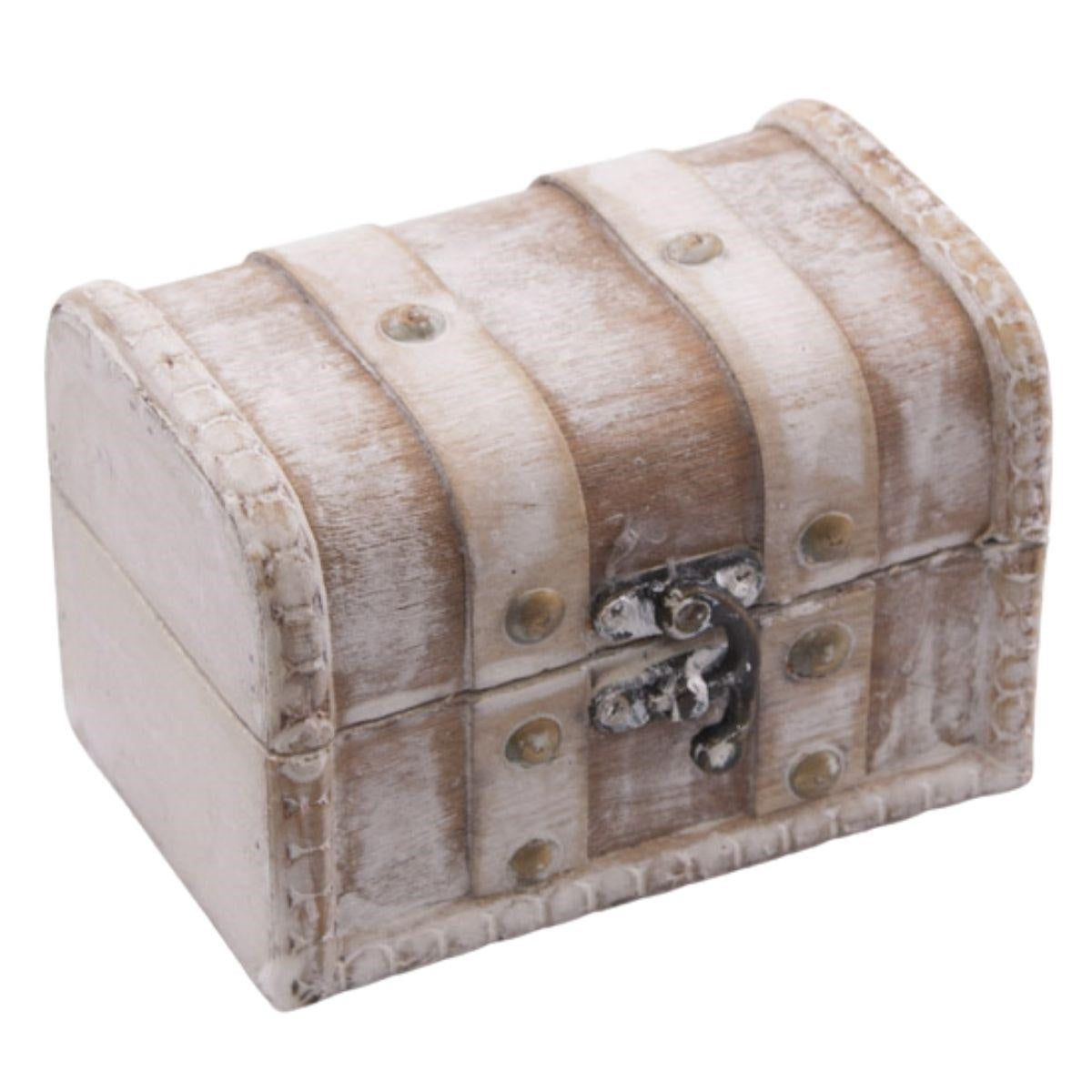 Baule piccolo in legno bianco, 13x9x8,5 cm