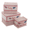 Set di 3 bauli in bambù rosa, 33x25 cm