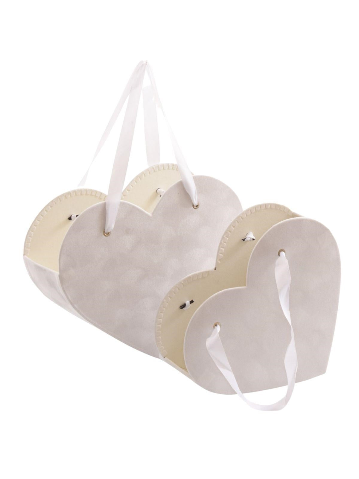 Contenitore cuore in cartone bianco in set di 2, 29.3X24.8H10 cm