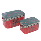 Scatola natalizia in latta in set di 2, 28x17H15 cm