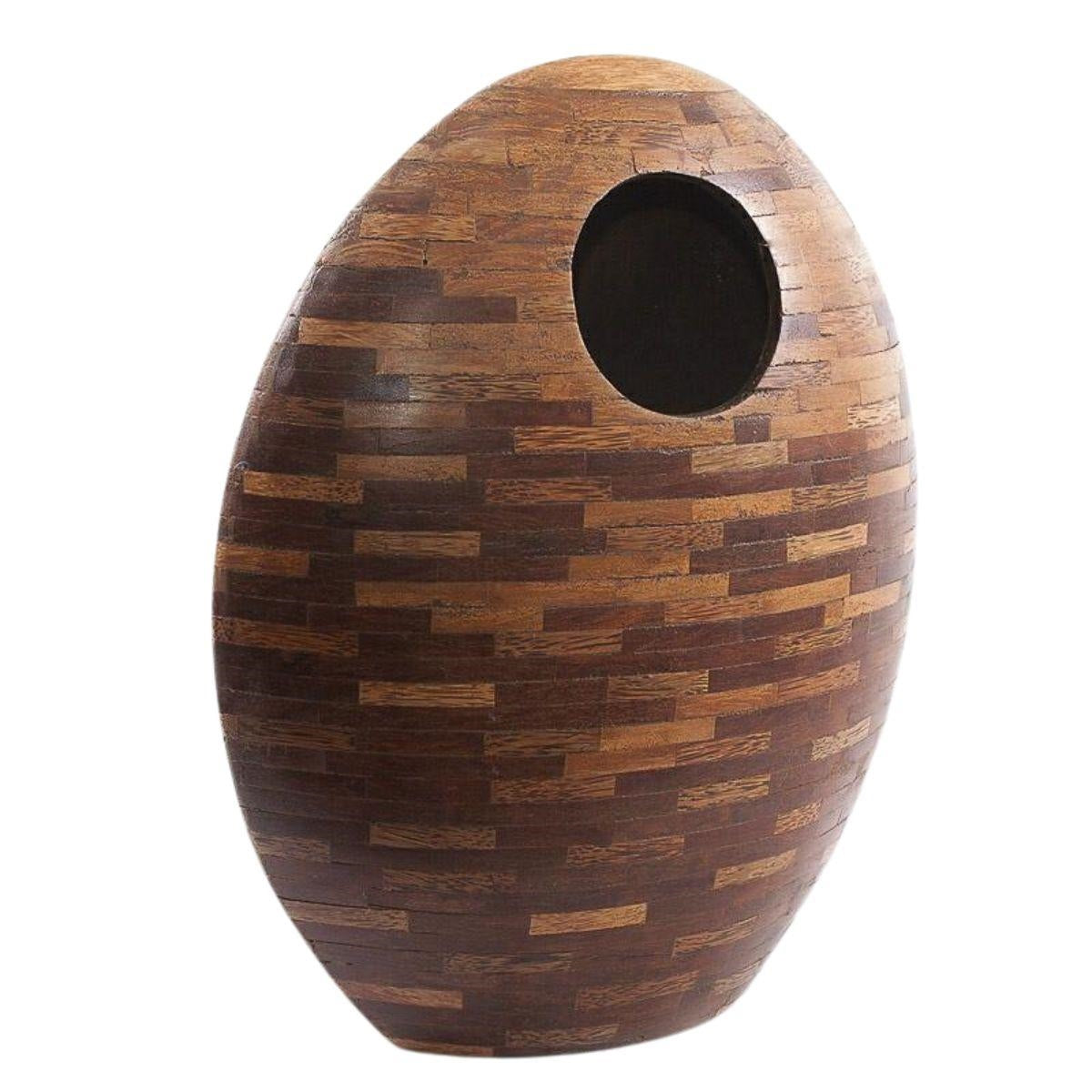 Vaso in legno naturale, 39x15x46 cm