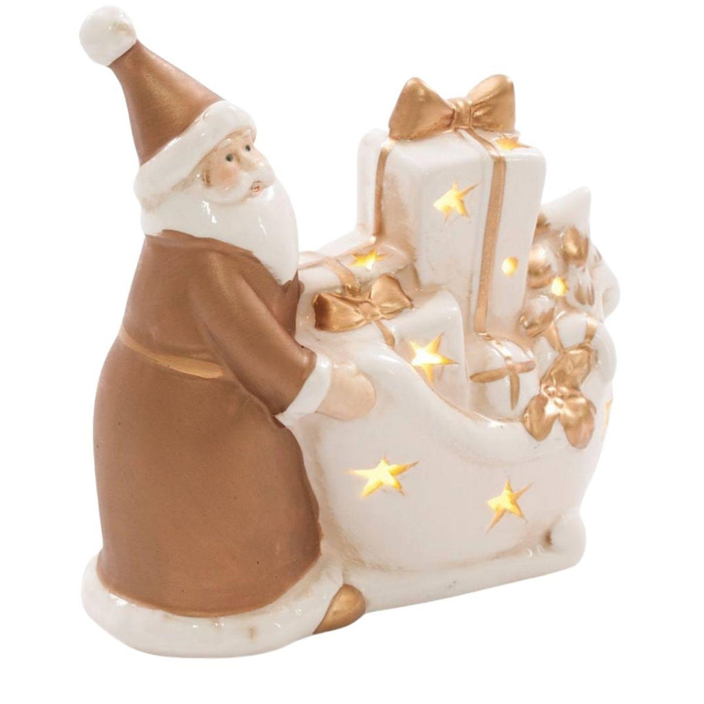 Decorazione Babbo Natale in ceramica con led, 13X6H12 cm