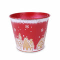 Portavaso in metallo rosso Paesaggio Natale, Ø13H11 cm (kit da 10)