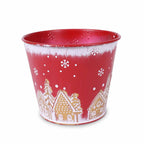 Portavaso in metallo rosso Paesaggio Natale, Ø13H11 cm (kit da 10)