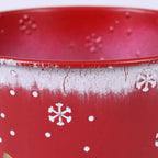 Portavaso in metallo rosso con paesaggio di Natale, Ø15H13 cm (kit da 10)