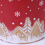 Portavaso in metallo rosso con paesaggio natalizio, Ø17H15 cm (kit da 10)