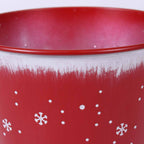 Portavaso in metallo rosso con paesaggio natalizio, Ø17H15 cm (kit da 10)