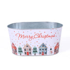 Portavaso ovale in metallo bianco Merry Christmas, 22x14H11 cm (kit da 10)