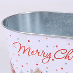 Portavaso ovale in metallo bianco Merry Christmas, 22x14H11 cm (kit da 10)