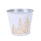 Portavaso in metallo silver e bianco Abeti Oro, Ø13H11 cm (kit da 10)
