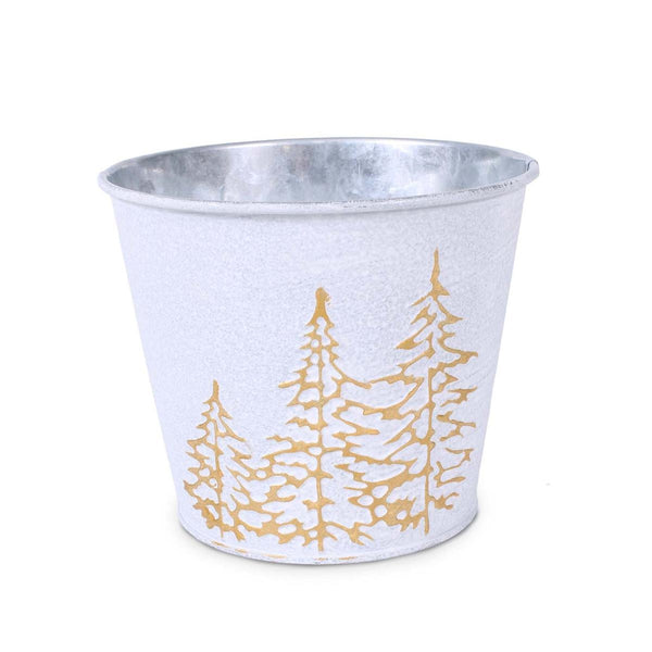 Portavaso in metallo silver e bianco Abeti Oro, Ø13H11 cm (kit da 10)