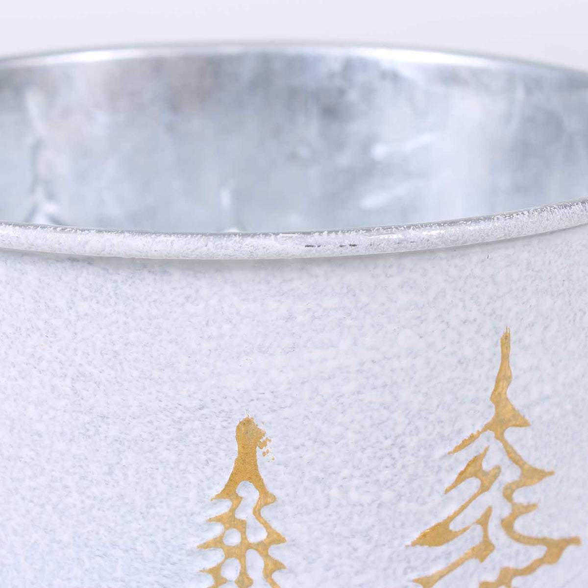 Portavaso in metallo silver e bianco Abeti Oro, Ø13H11 cm (kit da 10)