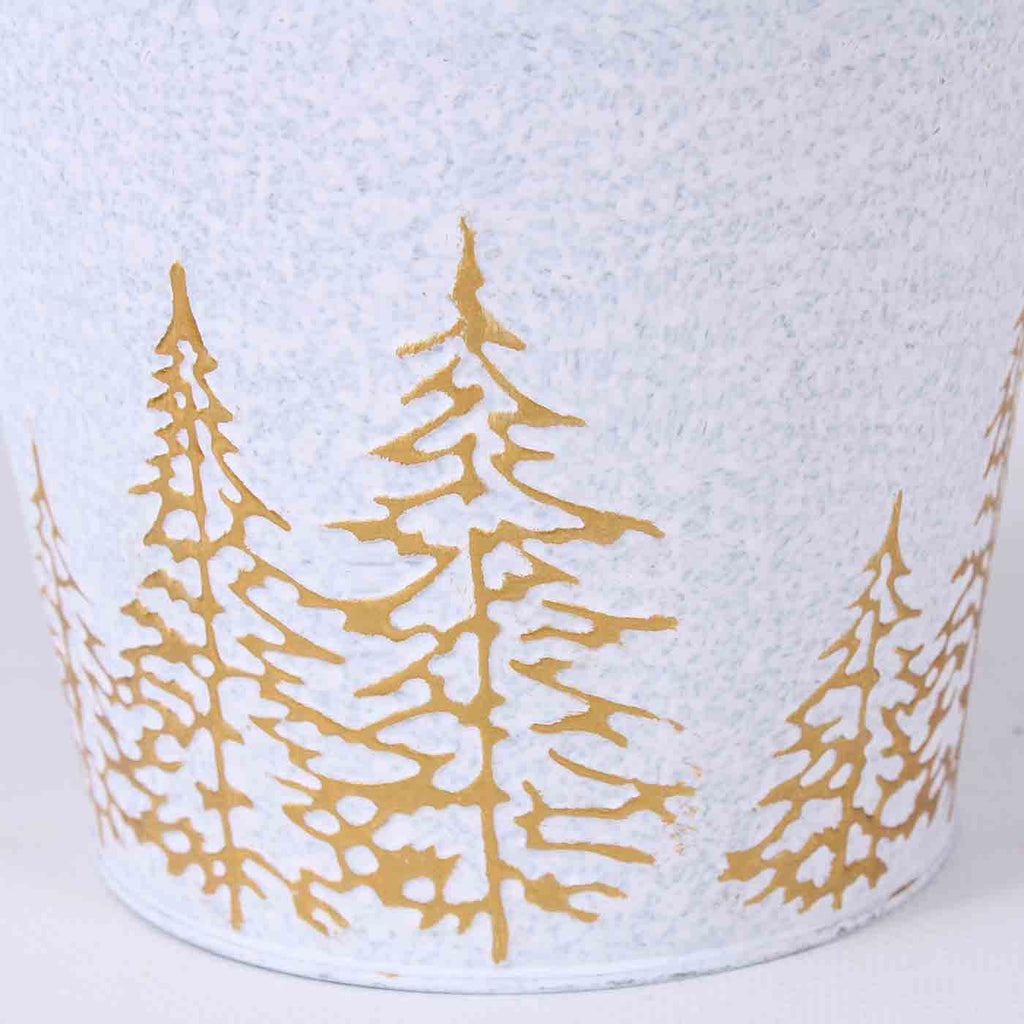 Portavaso in metallo silver e bianco Abeti Oro, Ø15H13 cm (kit da 10)