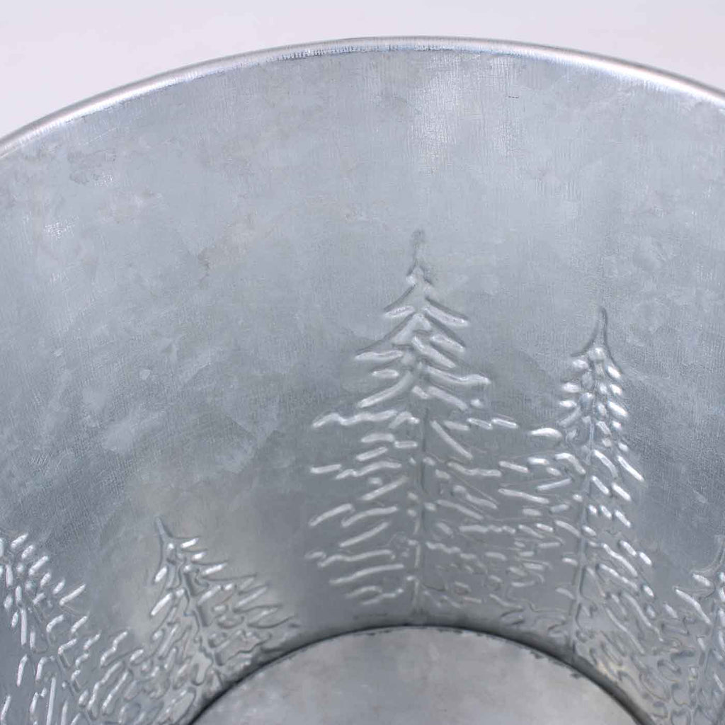 Portavaso in metallo silver e bianco Abeti Oro, Ø15H13 cm (kit da 10)