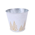 Portavaso in metallo argento e bianco con abeti oro, Ø17H15 cm (kit da 10)