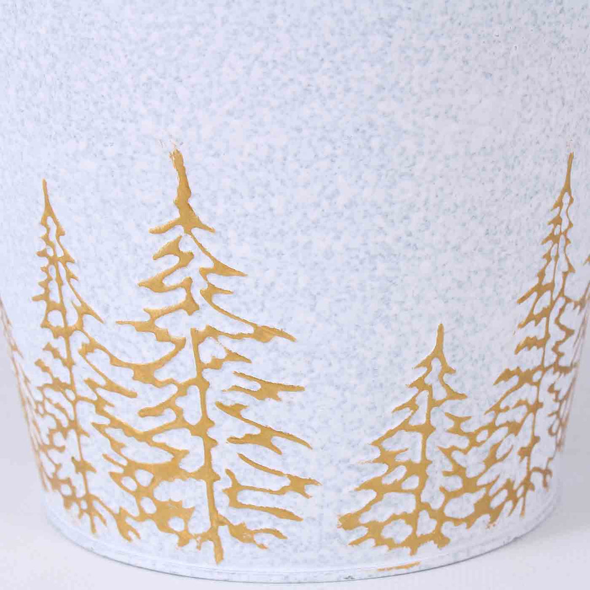 Portavaso in metallo argento e bianco con abeti oro, Ø17H15 cm (kit da 10)