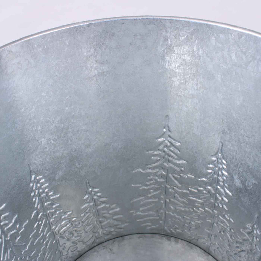 Portavaso in metallo argento e bianco con abeti oro, Ø17H15 cm (kit da 10)