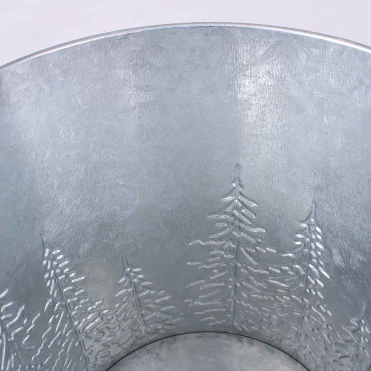 Portavaso in metallo argento e bianco con abeti oro, Ø17H15 cm (kit da 10)