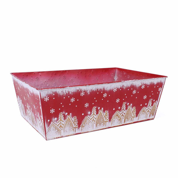 Vaschetta in metallo rettangolare rosso - Paesaggio Natale