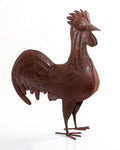 Gallo in ferro color bronzo, 43x13x38 cm