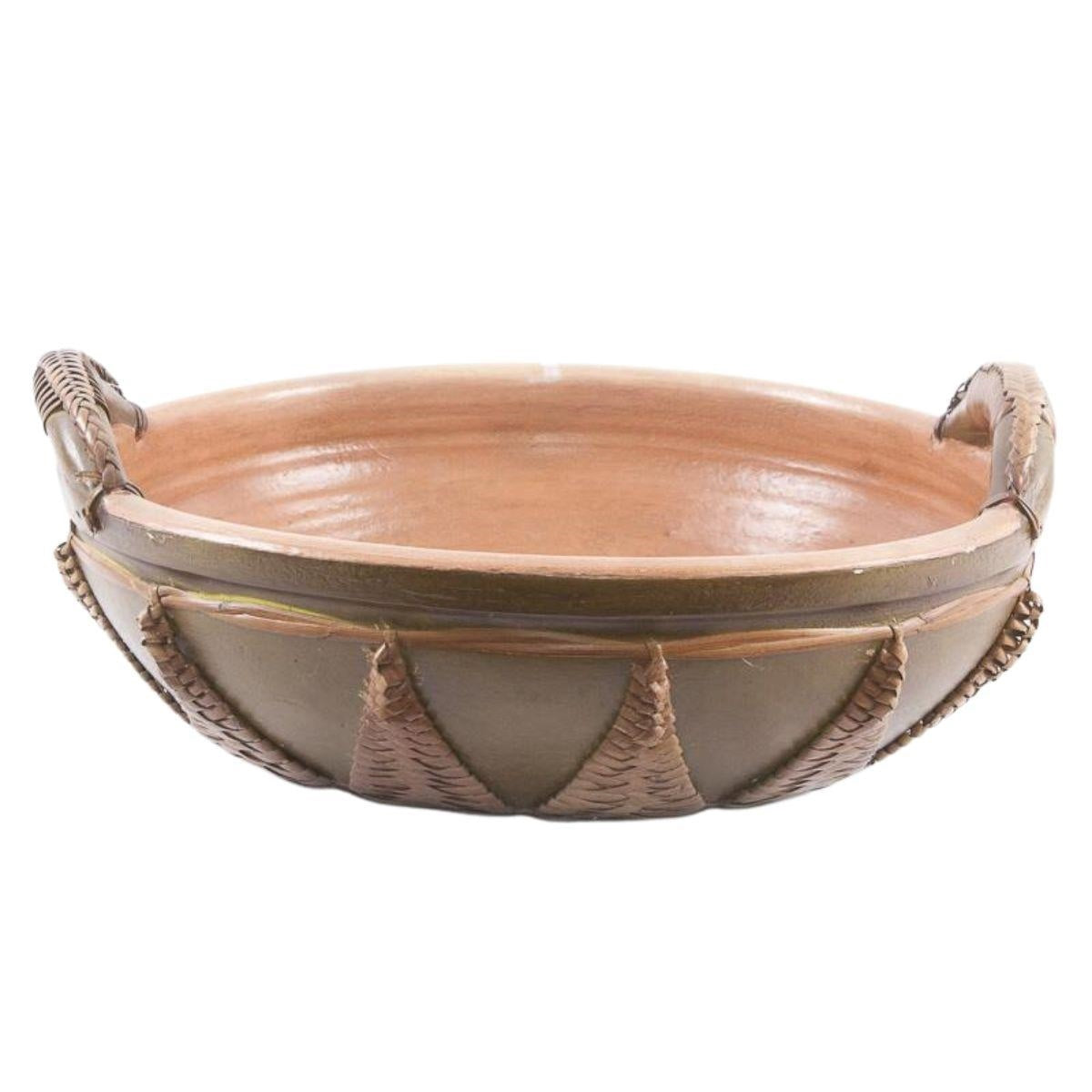 Vaso in terracotta e giunco, Ø55x16 cm