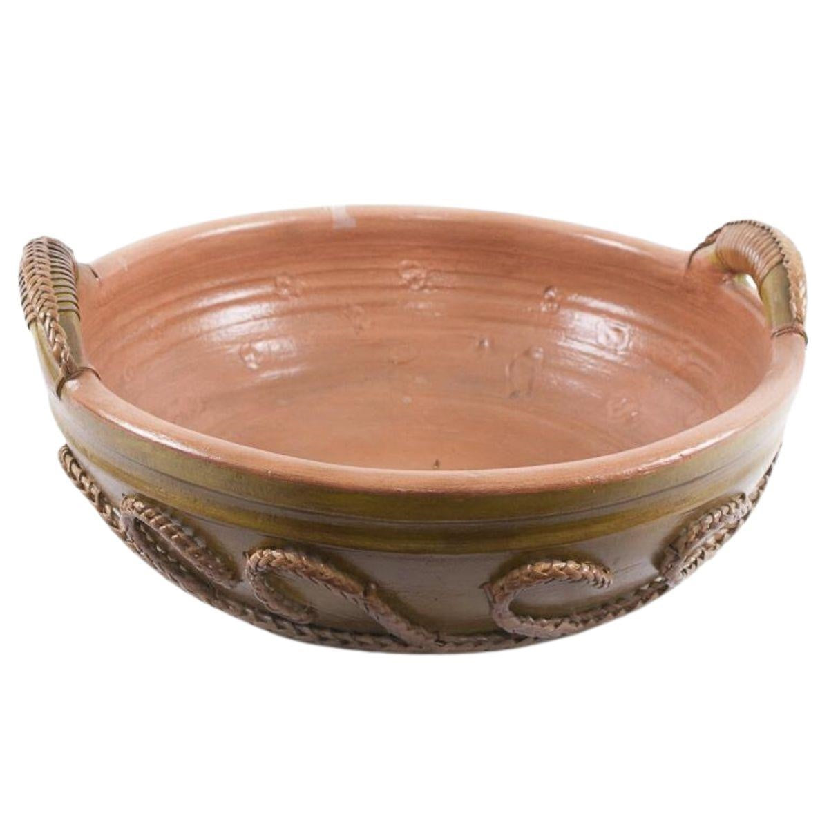 Vaso in terracotta e giunco, Ø55x16 cm