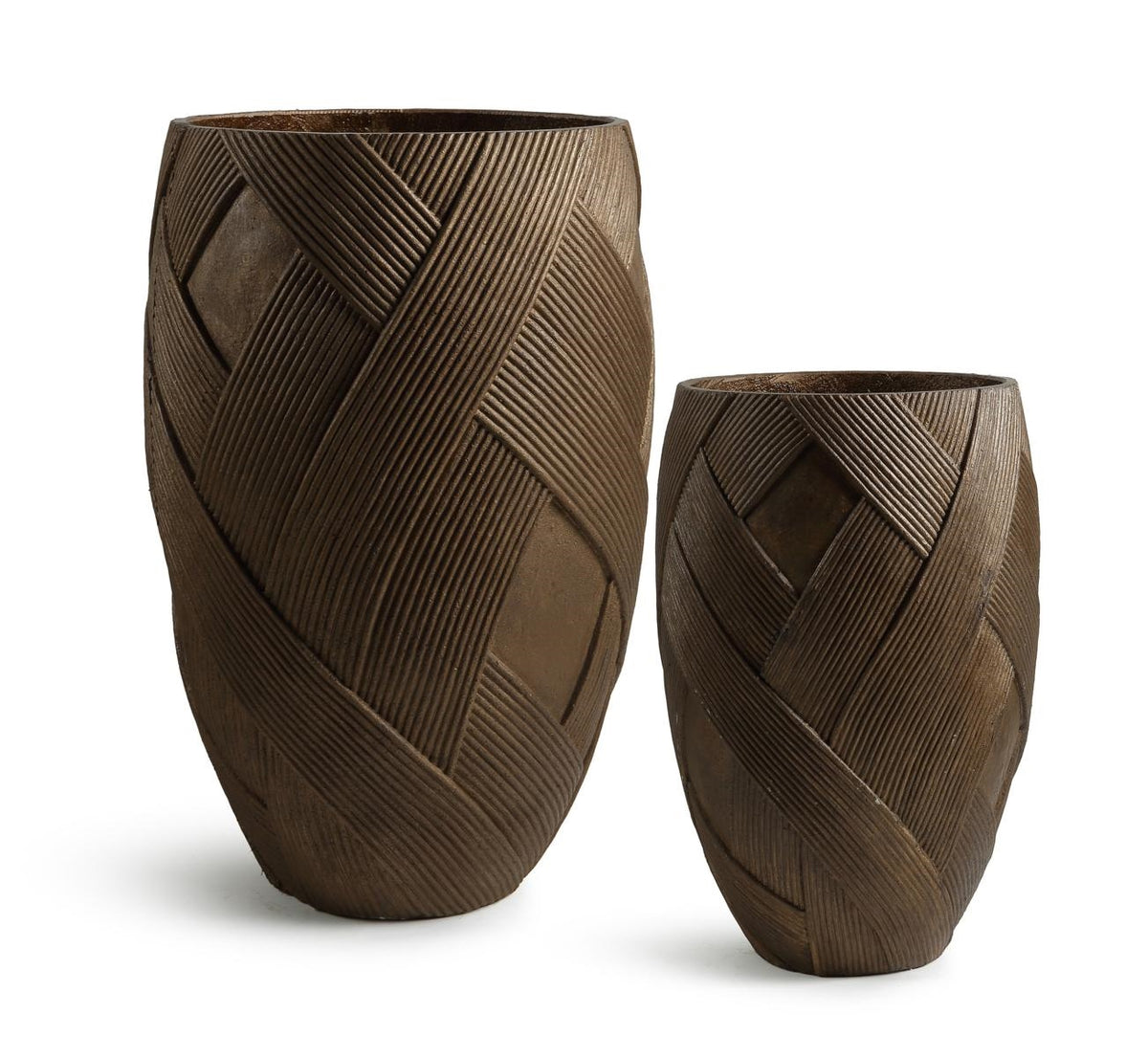 Vaso in fibrocemento oro vecchio, set di 2, Ø56H84 cm