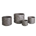 Vaso in fibrocemento alveare argentato, Ø37x31 cm, set di 4