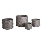 Vaso in fibrocemento alveare argentato, Ø37x31 cm, set di 4