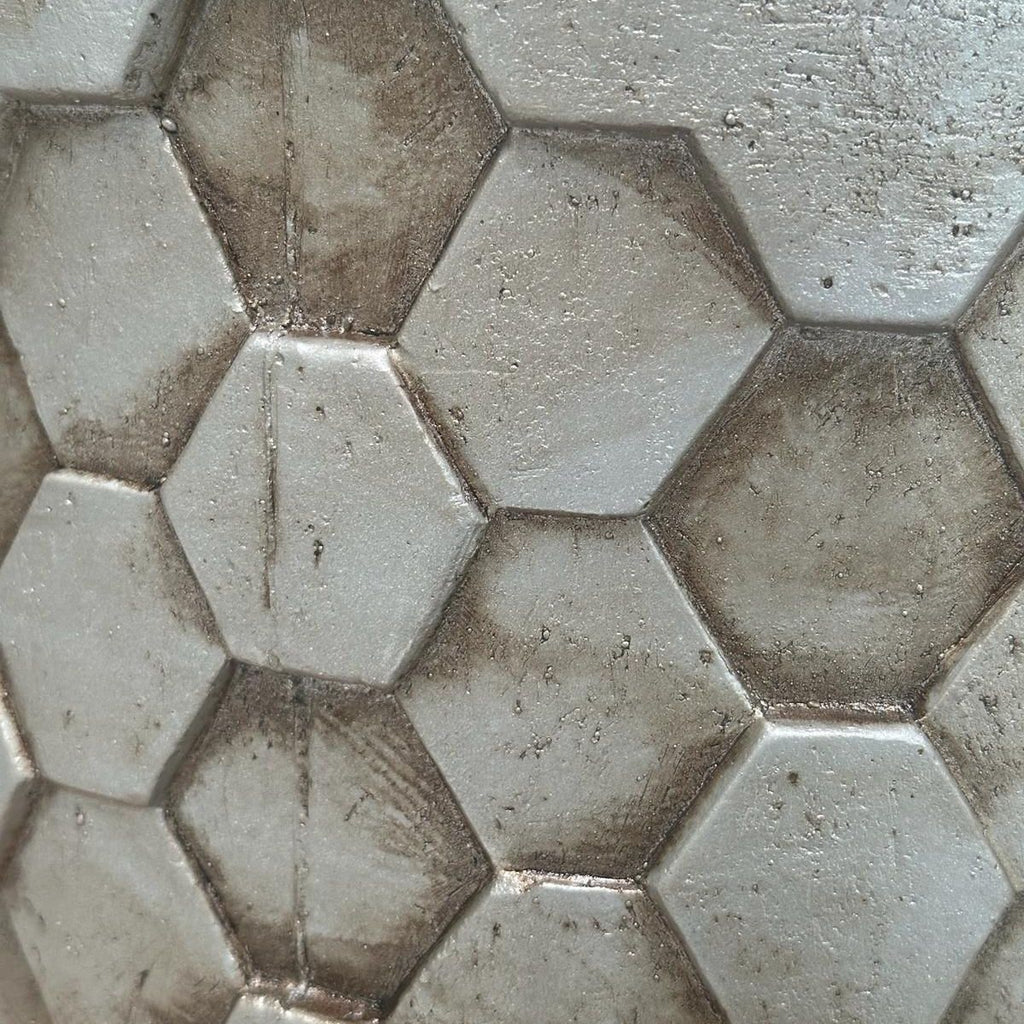 Vaso in fibrocemento alveare argentato, Ø37x31 cm, set di 4
