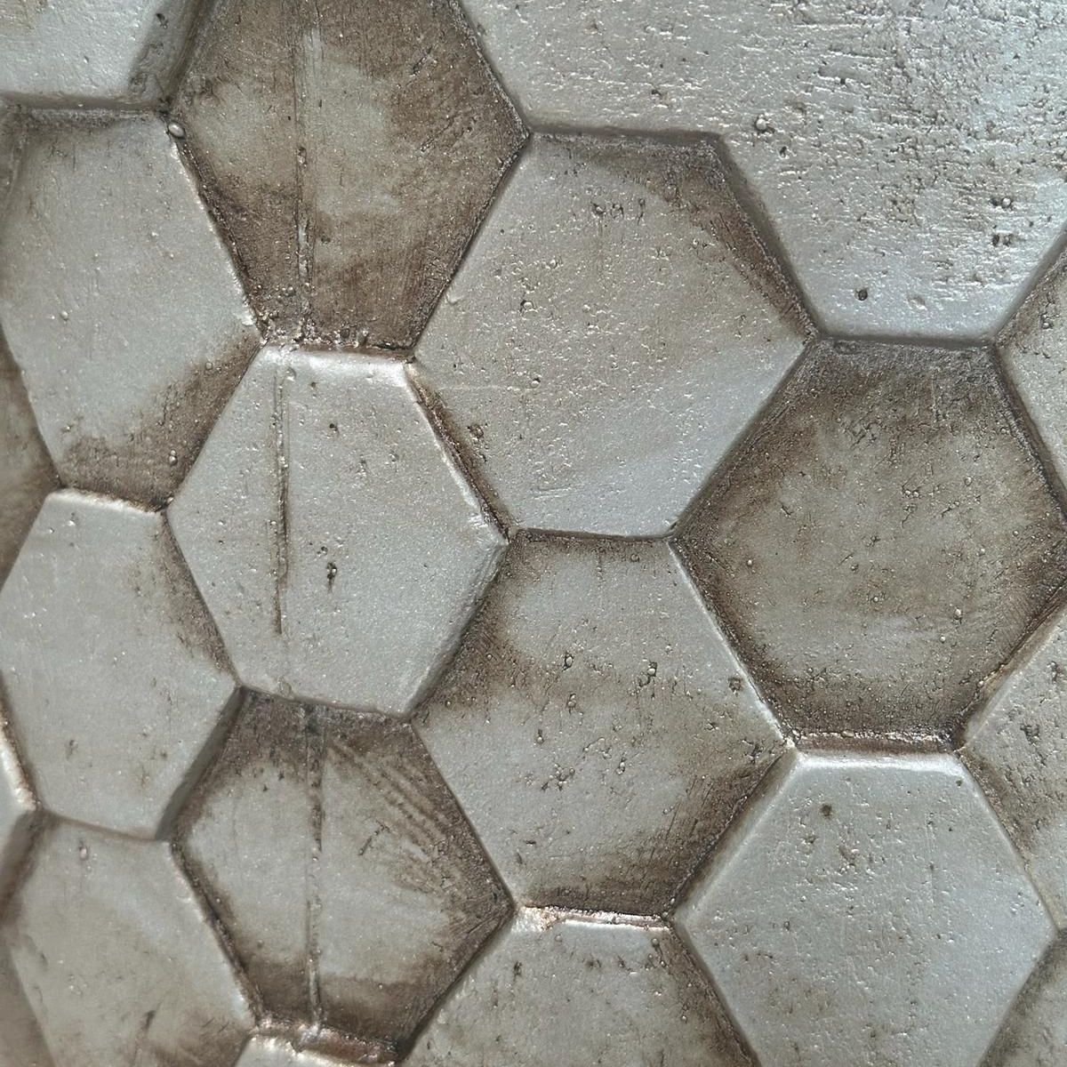 Vaso in fibrocemento alveare argentato, Ø37x31 cm, set di 4