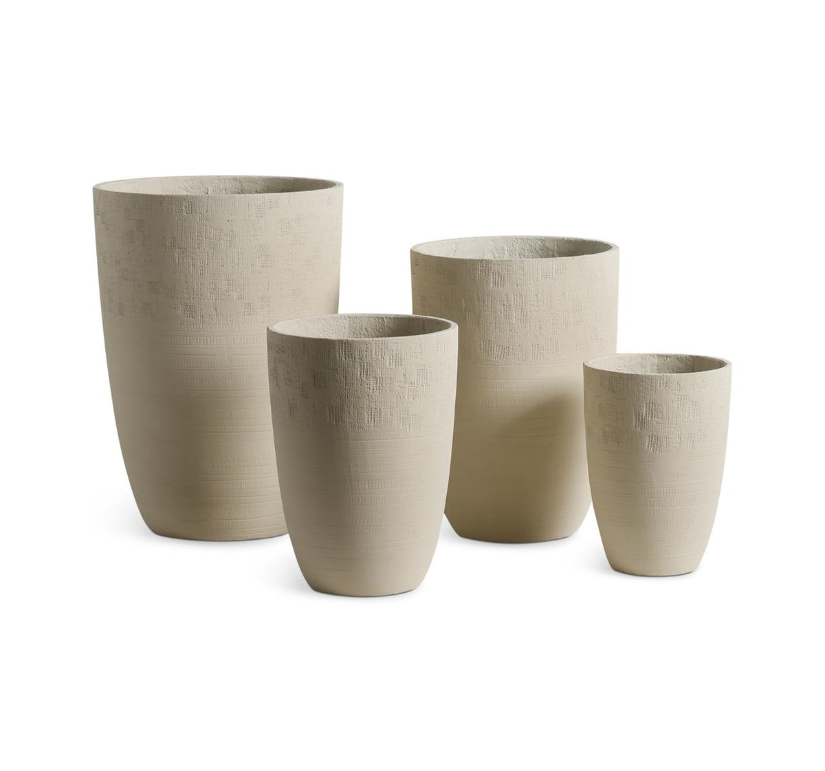 Vasi in fibrocemento beige, set da 4, Ø45H62 cm