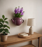 Portavaso da muro in ceramica viola, 25x17x10 cm (kit da 10)