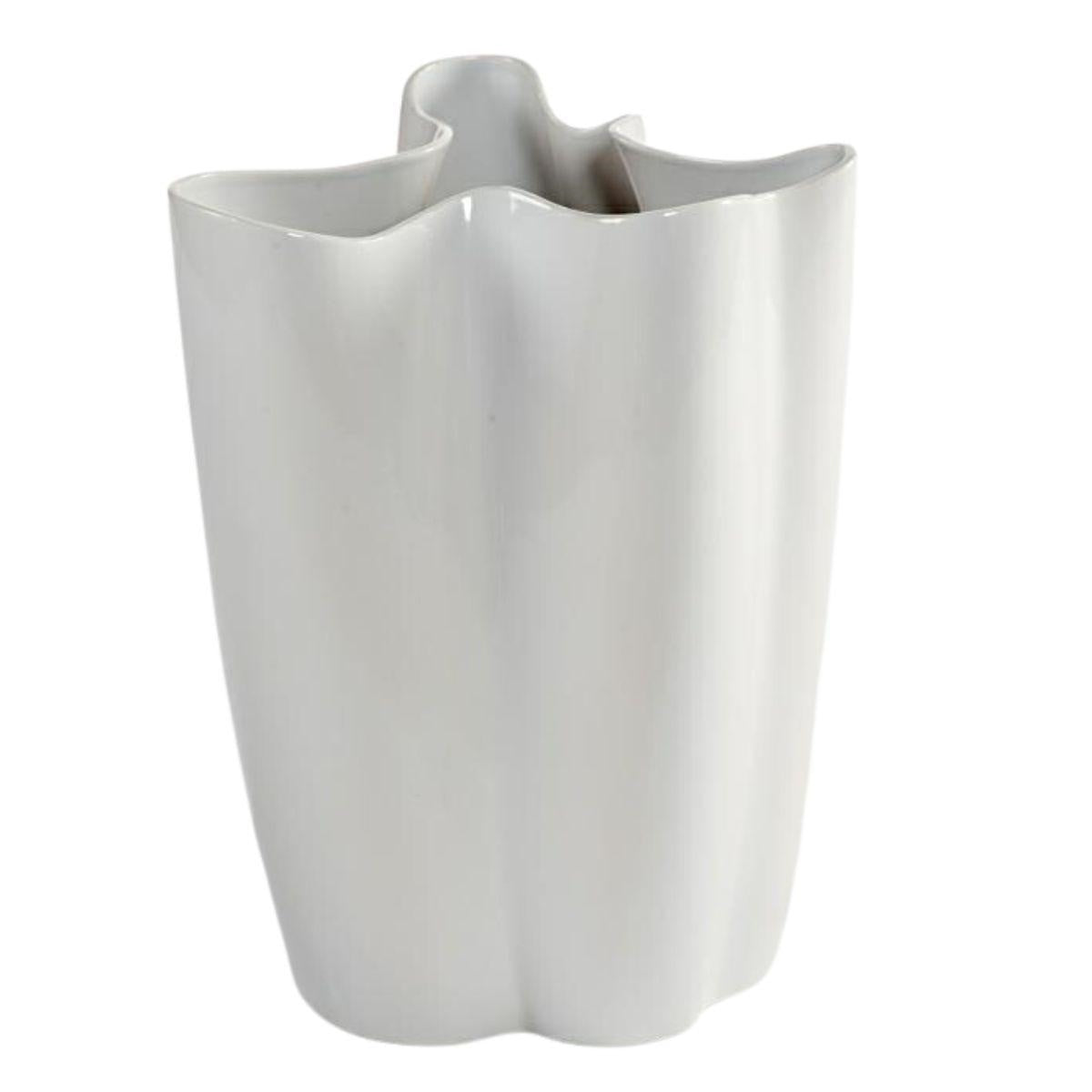 Vaso ondulato bianco, 35x35x46 cm
