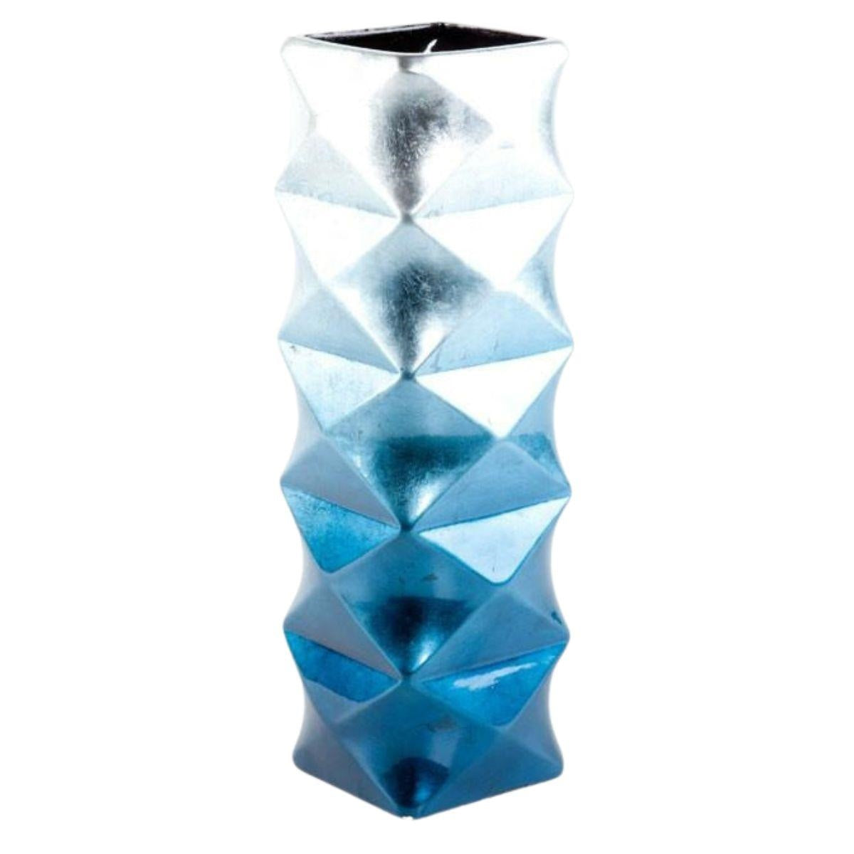 Vaso in ceramica sfumato azzurro, 14X14H43 cm