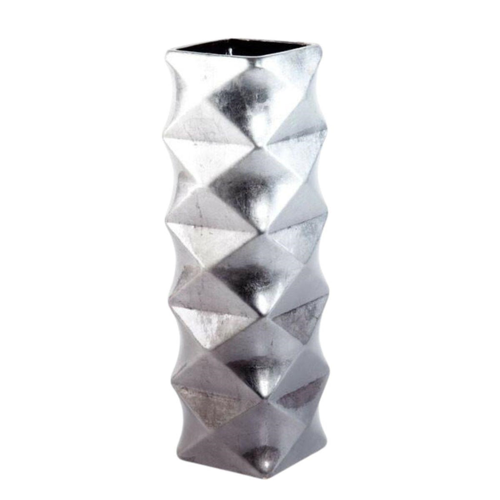 Vaso argentato in ceramica, 14X14H43 cm